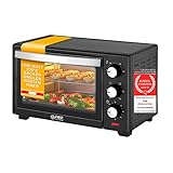 TZS First Austria 19 Liter Minibackofen mit 1380 Watt schwarz | Unter-Oberhitze bis 230 Grad stufenlose Temperaturregelung | 60 Minuten Timer | Doppelglastür | Mini Ofen | Krümel-Klappe