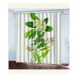 Hundnsney Verdunkelungsvorhang Mit Ösen 3D Grüner Tiervogel Muster Gardinen Schlafzimmer Wohnzimmer Kinderzimmer Mädchen Junge Ösenvorhang Blickdichte Vorhänge, Thermovorhang 2Er Set 160X150cm(HxB)