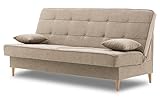 BETTSO -Sofa mit Schlaffunktion und Bettkasten, Couch für Wohnzimmer, Schlafsofa Federkern Sofagarnitur Polstersofa Wohnlandschaft mit Bettfunktion-(93x193x96cm TxBxH) Avanti (Creme)