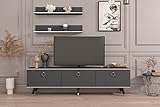 DKR Home Blanca TV Einheit Anthrazit-Silber, TV Schrank, TV Lowboard, Fernsehtisch (150 cm)