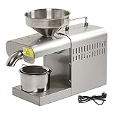 Tnfeeon Ölpressmaschine, Kaltpressung, Automatischer Ölextraktor, Bio-Öl-Expeller, Handelsübliche Edelstahl-Ölpresse, Hohe Ölausbeute für den Gewerblichen Heimgebrauch (EU-Stecker 220 V)