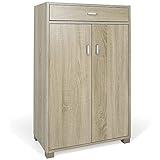 BAKAJI Schuhschrank für Zuhause mit 5 Etagen, Schuhregal, 2 Türen, Schublade, Schrank, Holz, Eiche, Standard