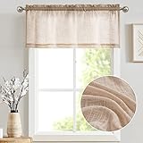 TOPICK Sheer Scheibengardine Braun Voile Bistrogardine 2er Set Transparent Gardine Gaze Schals Fensterschal Kurzstore Klein Fenster für Küche Wohnzimmer Landhaus 2 Stück 130B x 40H(cm)