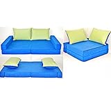 KK N blau-grün Kindersofa Kindermatratze Sitzkissen Spielsofa Minicouch Set + 2 Kissen (KK N (blau-grün))