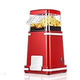 Popcornmaschine, Carnival Retro elektrische Popcornmaschine, Heißluft-Heimkino 1200 W Popcorn-Popper, gesund und fettfrei, EIN-Knopf-Bedienung und leicht zu reinigen