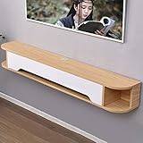 Wandhängender TV-Schrank, robuster, langlebiger TV-Schrank zur Wandmontage, schwimmende Unterhaltungseinheit aus massivem Holz für Wohnzimmer und Schlafzimmer/E / 130 x 24 x 20 cm/130 x 24 x