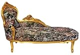 Casa Padrino Barock Chaiselongue Gobelin Muster/Gold - Möbel Lounge Liege Recamiere