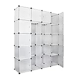 Ansobea Regalsystem Kunstoff Kleiderschrank mit Türen stapelbar Steckregal mit 20 Würfeln Schuhregal Bücherregal für Kleidung, Spielzeug, Schuhe, Bücher 180 * 142 * 37CM