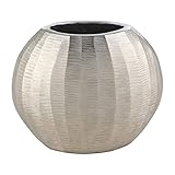 EGLO LIVING Metallvase Abucay, Deko Vase im runden Design, Elegante Dekovase für Wohnzimmer, kleine Blumenvase Handmade aus Metall in Nickel, Tischdeko 13 cm