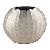 EGLO LIVING Metallvase Abucay, Deko Vase im runden Design, Elegante Dekovase für Wohnzimmer, kleine Blumenvase Handmade aus Metall in Nickel, Tischdeko 13 cm