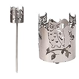 Novaliv Gartenfackel für draußen Motiv Eule - Rost Lampe - Holzspäne mit Wachs - Schwedenfackel Pelletfackel Feuersäule Flammschalen Wachsfackel Gartenleuchte