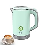 MiliPow 800ML Reisewasserkocher, 4 Minuten schnelles Kochen, Tragbarer Wasserkocher, Mini Camping Wasserkocher, Reise Wasserkocher, Leise, Teekanne aus Edelstahl (Grün)