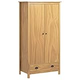 Lechnical Kleiderschrank mit 2 Türen Hill Range Möbel Schrank Garderobenhochschrank Mehrzweckschrank 89x50x170cm Honigbraun Kiefer Massiv