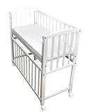 Dedstore-Baby Babybett mit Matratze 90x40 cm Höhenverstellbar - Komplett Set - Beistellbett Weiß - Baby Bett - Kinderbett - Baby Bed