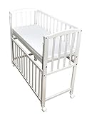 Dedstore-Baby Babybett mit Matratze 90x40 cm Höhenverstellbar - Komplett Set - Beistellbett Weiß - Baby Bett - Kinderbett - Baby Bed