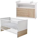 roba Kinderzimmerset 'Gabriella', 2-teilig, enthält Babybett 70x140cm & breite Wickelkommode, bicolor