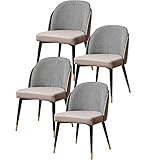 Moderner Esszimmerstuhl aus PU-Leder, 4er-Set mit gepolstertem Sitz, gepolsterte Lounge-Stühle mit Metallbeinen, Küchenthekenstuhl, Esszimmerstühle (Farbe: Schwarz)