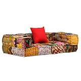 vidaXL Pouf 2-Sitzer Modular Patchwork Stoff Bodenkissen Sitzpouf Lounge Sofa