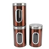 Changor Metall-Vorratsbehälter, Edelstahl, hält sauber, zuverlässige Wiederverwendbare Lebensmittel-Vorratsdosen für Zuhause(Braun 3St)