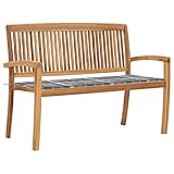 Youuihom Gartenbänke aus Holz, Parkbänke, Balkonbänke, Stapelbare Gartenbank mit Auflage 128,5 cm Massivholz Teak Geeignet für Hof, Garten, Terrasse, Balkon, Cafe