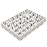 Vee Schmuckkästchen Schmucktablett Stapelbar,Hohe Kapazität Schmuckaufbewahrung schublad,PU Leder Schmuck Organizers Schmucklade Jewelry Box Schmuckbox für Ohrringe,Ringe,Halsketten Grau