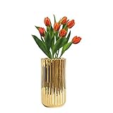 Handgemachtes Vase, 18 cm Gold Vase Keramik Vasen Blumenvase Deko, für Home, Wohnzimmer, Garten, Hotel, Tischdekoration (Gold)