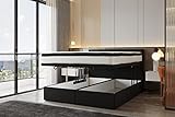 TRADA Boxspringbett Bond mit Bettkästen Doppelbett mit Matratze Polsterbett (180 x 200 cm, Schwarz)