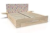 ABC MEUBLES - Happy Holzbett 2 Plätze mit Schublade + Nachttische - HAP - Federdekor, 140x20