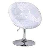 SVITA Havanna Premium Sessel Lounge Clubsessel Drehsessel Samt-Optik glänzend Retro Weiß Barhocker Cocktailsessel