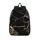 AFINDI Laptop-Rucksack aus Segeltuch, bedruckt, leicht, für Arbeit, Wandern, College, Blau, Goldfarbene schwarze Tapete., M