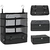 AoHao Organizer Koffer, Gepäck Organizer Faltbare Tragbare Hängende Reiseregale 3-Regal Koffer Packwürfel Hängeschrank Aufbewahrungstasche Platzsparend Für Kleiderschrank Koffer Carry on