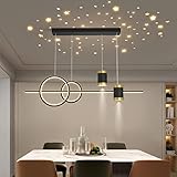 LED Pendelleuchte Esstisch, Moderne Wohnzimmer Deckenleuchte Kronleuchter Schlafzimmer Höhenverstehbar Hängelampe Ring Design Hängeleuchte für Küche Büro Arbeitszimmer Pendellampe (Schwarz)