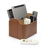 Londo Leder Fernbedienung Organizer und Halter mit Tablet Fach, Fernbedienungshalter - Multifunktion Aufbewahrung (Hellbraun)