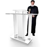 Rednerpult Stehpult, Pulpits for Churches, Transparentes Acrylpodium, Rädern Rednerpult Mit Ablage, Tragbares Mobiles Stehpult, School Speech Podium Hotel Rezeption Für Kirche, Hochzeit, Gesellschaf