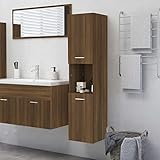ZEYUAN Badezimmerschrank, Aufbewahrungsschrank, Bad Kommode, Bad Schrank, Badzimmer Schrank, Badezimmer Möbel, Braun Eiche 30x30x130 cm Holzwerkstoff