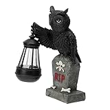 YARNOW 1 Stück Gartenleuchten Solarleuchte Für Den Außenbereich Vintage-Harz Eulenstatue Solarlampen-Figuren Für Den Außenbereich Led-Dekoration Halloween-Dekoration