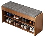 Schuhregal Schuhregal Schuhaufbewahrung 2-stufiger Schuhregal-Organizer Schuhschrank-Bank aus Holz mit gepolstertem Kissen Schuhbank for den Eingangsbereich Flur Schuhständer Schuh-Organizer (Farbe: A