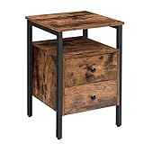 HOOBRO Nachttisch, Beistelltisch, Nachtschrank mit 2 Schublade, 40 x 40 x 61 cm, Nachtkommode, Leicht Montierbar, Stabiles,Vintage EBF43BZ01G2