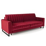 Siblo Sofa Mono 3 Kollektion - Sofa mit Schlaffunktion - Elegante Couch - Wohnzimmer Möbel - Komfortables Schlafsofa - Sofa 3-Sitzer - Klappsofa mit Bettkasten - 234x96x86 cm - Rot