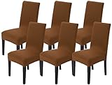 Littleprins Stuhlhussen 6er Set Stuhlbezug elastische Hussen für Stühle Schwingstühle Stretch Stuhlüberzug für Esszimmer Stuhl Hochzeit Partys Bankett (Braun)