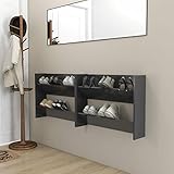 CIADAZ Wand-Schuhschränke 2 STK Schuhorganizer, Flurgarderobe, Shoe Cabinet, Schuh Schrank, Flurschrank, Schuhkipper, Schuhaufbewahrung, Grau 80x18x60 cm Spanplatte