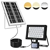 CLY Solarlampen für Außen mit Bewegungsmelder, Solar Strahler 2700K 4000K 6000K IP66 Wasserdicht LED Solarleuchte Super Hell Solarbetriebene Scheinwerfer für Garten Garage Patio