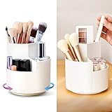 DoubleCare Make up Organizer, Badezimmer Organizer Schminke pPinsel Aufbewahrung,360° Rotating Brush Holder Brush Storage,Hoher Kapazität Leicht zu Reinigender Badezimmer Pinsel Aufbewahrung,