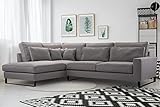 Siblo Ecksofa mit Kissen 90x310x224 cm CORBLACK Kollektion - Elegante Polstersofa - Große Couch L Form für Wohnzimmer - Freistehendes L-Sofa - Eckcouch 4 Sitzer - Grau - Linke Seite