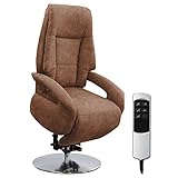 Cavadore TV-Sessel Edinburgh / Fernsehsessel mit Aufstehhilfe & elektrisch verstellbarer Relaxfunktion / 2 E-Motoren / 74 x 114 x 77 / Lederoptik: cognac