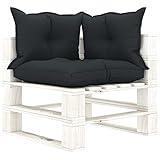 Hommdiy Garten-Palettensofa 3-Sitzer mit Anthrazit-Kissen Holz