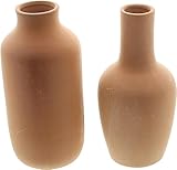 2X Vase Flasche aus Terracotta, Blumenvase in Flaschen-Form, Dekovase für Trockenblumen