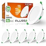 ALUSSO LED Einbaustrahler 230V Ultra Flach Dimmbar Deckenspots 5W 400 Lumen, Warmweiß Neutralweiß Kaltweiß Einstellbar Einbauleuchten, IP44 Deckenstrahler für Badezimmer Küche Wohnzimmer, 6er Set