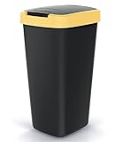 Mülleimer Müllbehälter Abfalleimer Biomülleimer mit Deckel Abfallsammler Mülltonne 53 x 29 x 26cm Papierkorb 25L Schwingeimer (Gelb)