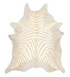 Kuh Hide Teppich Gold Zebra bedruckt Alfombra Piel de Vaca kuhfell-teppich Tapis EN Peau De Vache Tappeto Di Pelle Di Mucca, Leder, 160 cm x 150 cm